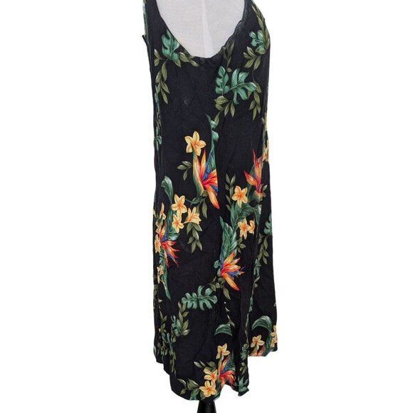 Vintage Hawaiian Floral Dress Womens Size Small Black Bird of Paradise Tropical - Picture 3 of 9